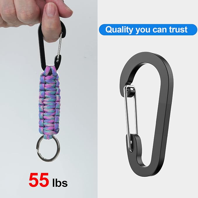 2 Pieces Paracord Keychain with Carabiner,Lanyard Clip for Keys Water Bottle Holder Backpack