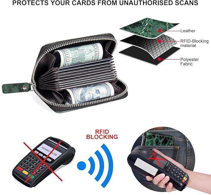 EcoVision Credit Card Holder RFID Card Case Wallet, Small Accordion Zipper Card Case Holder, Card Organizer Case for Women Men
