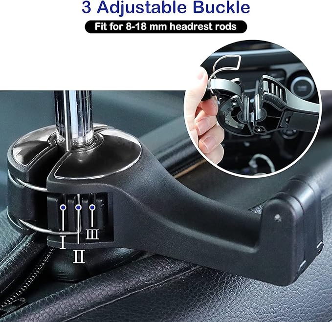 TOOVREN Upgraded 2 Pack Car Headrest Hidden Hook 2 in 1 Car Seat Hooks with Phone Holder for Purse, Backpacks,Toys,and Even Bottle Storage Organizer (Silver)