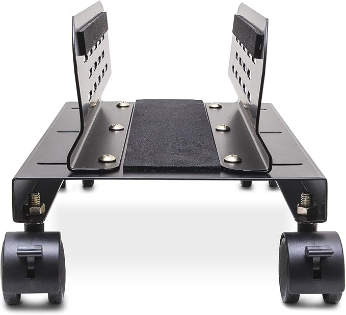 Slim Computer PC or UPS Metal Floor Stand with Adjustable Width and Locking Caster Wheels