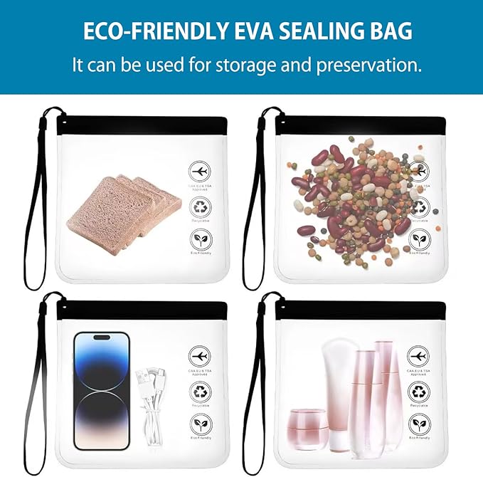 Clear Toiletry Bag, 2 Packs TSA Approved Water resistant Quart Size Travel Organizer, Waterproof & Leakproof Airline Travel Essential Carry On Makeup Cosmetic Bags for Liquids, Black