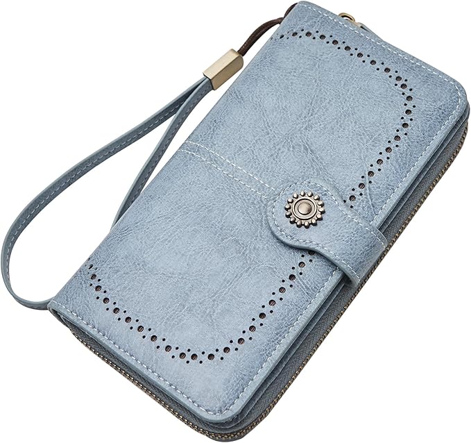 TFKGS Wallet for Women RFID Blocking Leather Large Capacity Card Holder Ladies Phone Clutch Travel Long Purse Wristlet | RFID Blocking, Leather, Large Capacity, Ladies, Travel