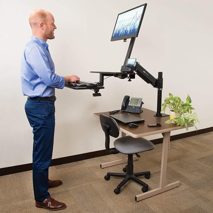 TRIPP LITE Sit Stand Desktop Workstation, Adjustable Standing Desk with Clamp (WWSS1327CP)