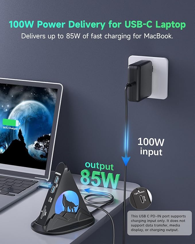 8-in-1 USB C Hub, 4K@30Hz HDMI Output, 100W PD Fast Charging, 3 USB 3.0 Ports, SD/TF Card Reader, Multiport Adapter for MacBook Air/Pro, iPhone 17, iPad Pro/Air