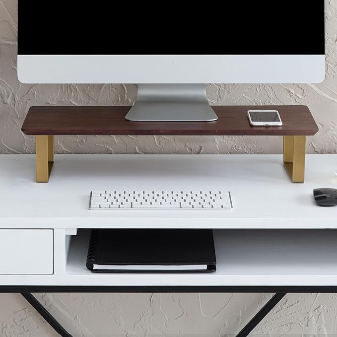 Anji Mountain Monitor Stand - Desktop Organizer & Laptop Riser, Ergonomic Monitor Riser, Space-Saving Monitor Stand for Desk, Durable Construction, Easy Assembly, Ideal for Home & Office,Walnut