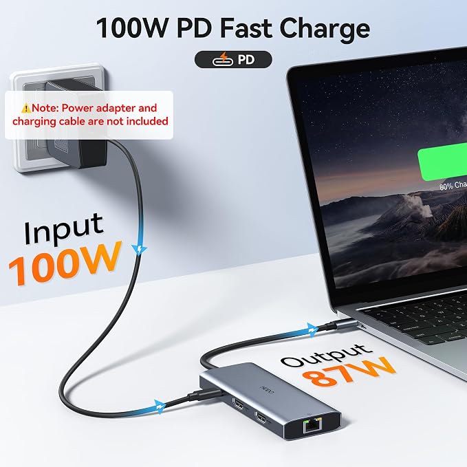 USB C Laptop Docking Station Dual/Triple Display with 2 HDMI USB C 8K | USB to USB C Adapter with 10G USB 3.1*3, 100W PD, Ethernet,Docking Station 3 Monitors 8-in-1 USB C Hub for Hp/Dell Laptop