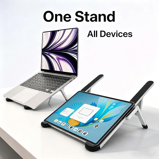 Foldable Laptop Stand, Portable Laptop Stand, Ultra-Lightweight (Lighter Than a Phone)，Adjustable Computer Stand, 6-Level Height, Fits 10-16" Laptops, for Home Office Business Trip Remote Work