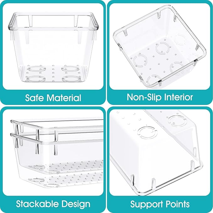 StorMiracle 33 PCS Clear Plastic Drawer Organizers Set, 4 Size Desk Drawer Organizer Trays for Makeup, Jewelry, Kitchen Utensils, Gadgets and Office Accessories