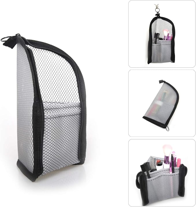 patu Standing Travel Toiletry Bag - Transparent Waterproof PVC Mesh Pouch with Triangle Design for Bathroom Essentials & Personal Care, 2 Packs, Black