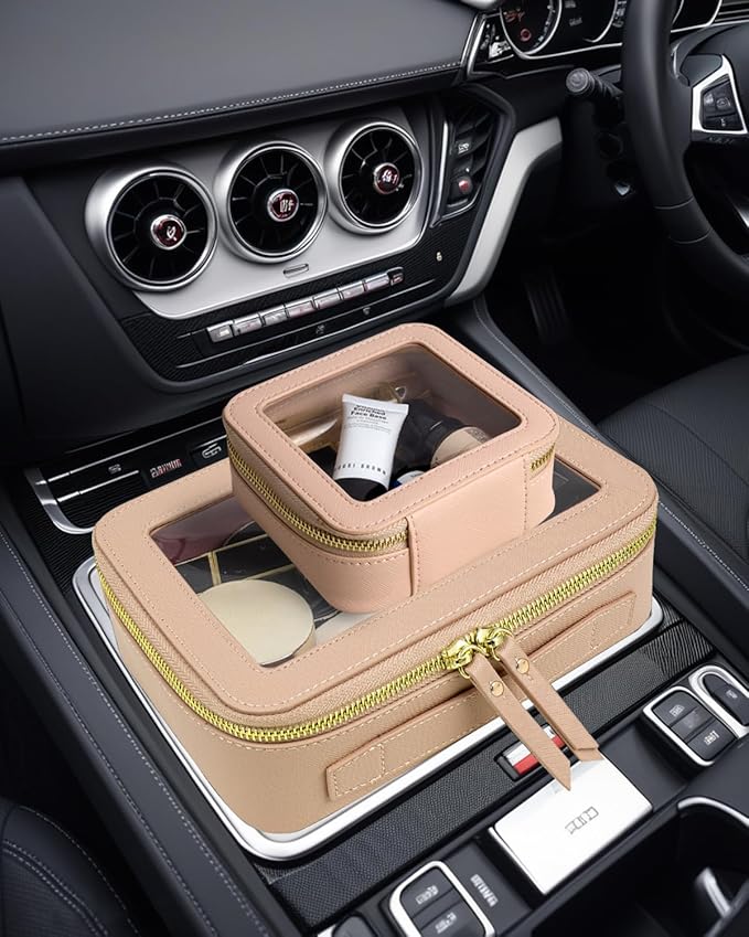 Travel Clear Makeup Bag Set, TSA Approved Cosmetic Bag Case with Zipper Portable Makeup Pouch Toiletry Bag Traveling Cosmetic Organizer Storage Bag Car Organizer Car Essentials