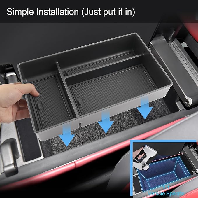2022 2023 2024 2025 2026 NX 250/350/350h/450h+ Center Console Organizer for Lexus NX, Durable ABS Plastic&Anti-slip Rubber Console Armrest Tray Insert 2026 2025 NX250/350/350h/450h+ Accessories