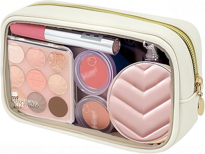 YDR Clear Cosmetics Bag Mini Makeup Case Transparent Travel Toiletry Pouch with Zipper, Portable Cosmetic Organizer Car Accessories for Travel Essrntials