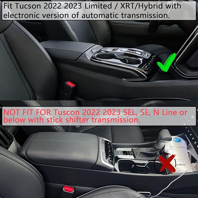 Center Console Organizer Tray Compatible with Hyundai Tucson Limited 2022 2023 2024 Tucson Hybrid Accessories, Automatic Transmission Only,SEL Only for Hybrid SEL,Armrest Secondary Storage Box,Black
