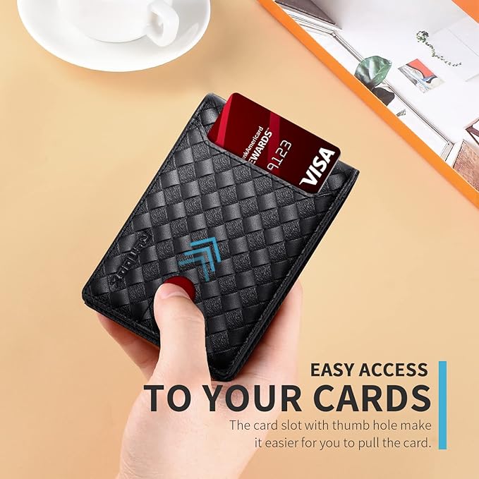 RUNBOX Wallet for Men Slim 11 Credit Card Holder Slots Leather RFID Blocking Small Thin Men's Wallet Bifold Minimalist Front Pocket Large Capacity Gift Box