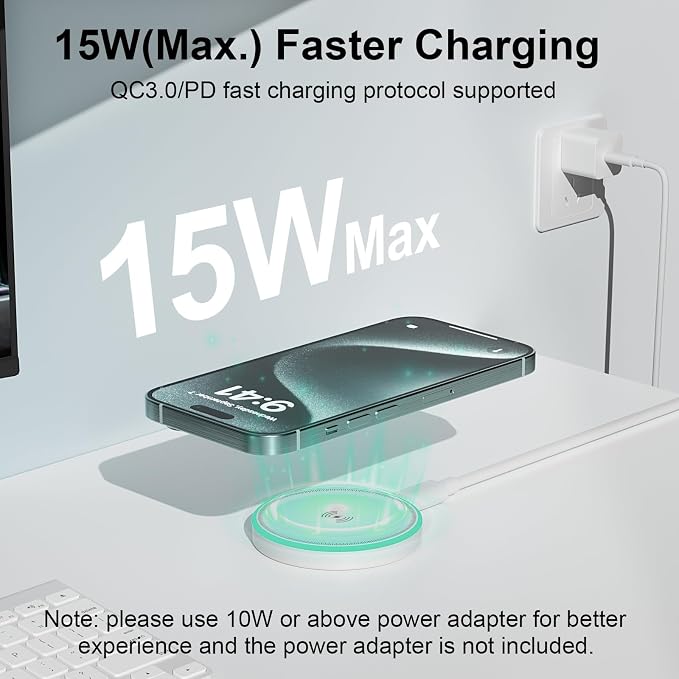 MagSafe Charger 2Pack 15W Magnetic Wireless Charger Fast Charging Pad with 6FT USB C to USB C Cable Compatible with iPhone 17/16/15/14/13/12 Series & AirPods 4/3/2/Pro | Strong Magnet Technology