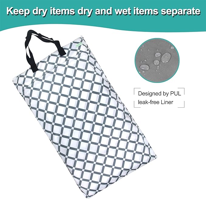 wegreeco Reusable Hanging Wet Dry Cloth Diaper Bag (Grey Rhombus)