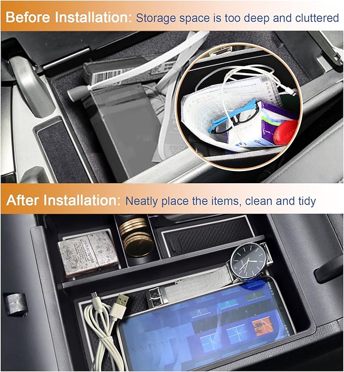 2022 2023 Tucson NX4 Center Console Organizer Compatible with 2022 2023 Santa Cruz Pickup Truck Console Tray, 2022 2023 Tucson NX4 Santa Cruz Armrest Box Insert Tray Accessories (White Mats)