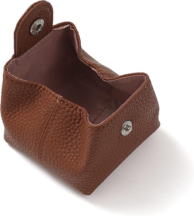 Cockatoo Genuine Leather Coin Pouch Change Holder, Mini Snap Pocket Wallet for Men Women (Brown, Large)