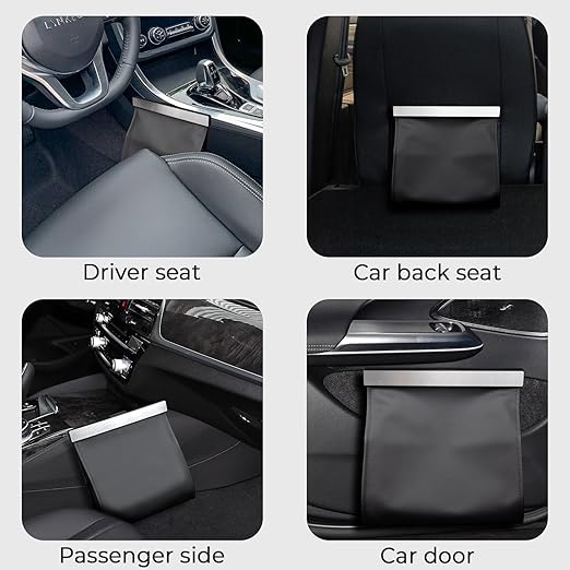 COZILO Leather Car Trash Can with Smart LED Light & Magnetic Closure,Leak-Proof, Odor-Lock Car Trash Bin for Any Cars, Sedans, SUVs, Trucks, Black