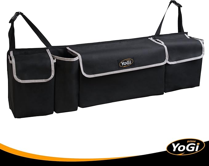 YoGi Prime Trunk Organizer for Suv | Hanging Trunk Organizer, Cars Trunk Organizers | Waterproof, 4 Pocket Backseat Storage Solution | Easy Install, Durable and Versatile