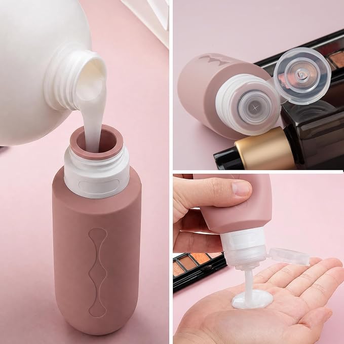 Gemice Travel Bottles for Toiletries, Tsa Approved Travel 6oz Size Containers with Clear Bag, BPA Free Leak Proof Travel Tubs Refillable Liquid Travel Accessories for Cometic Shampoo Lotion
