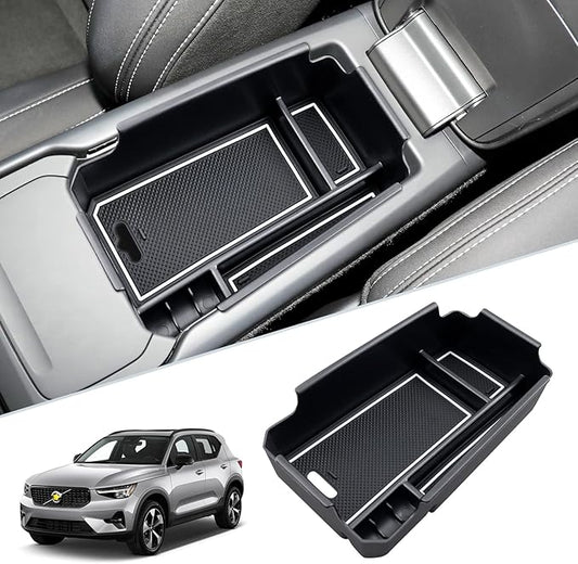 SKTU for 2018-2025 2026 Volvo XC40 Center Console Organizer for 2023 2024 2025 2026 Volvo XC40 Accessories Console Tray 2024 2025 XC40 Insert ABS Tray 2026 XC40 Glove Secondary Storage Box (White)