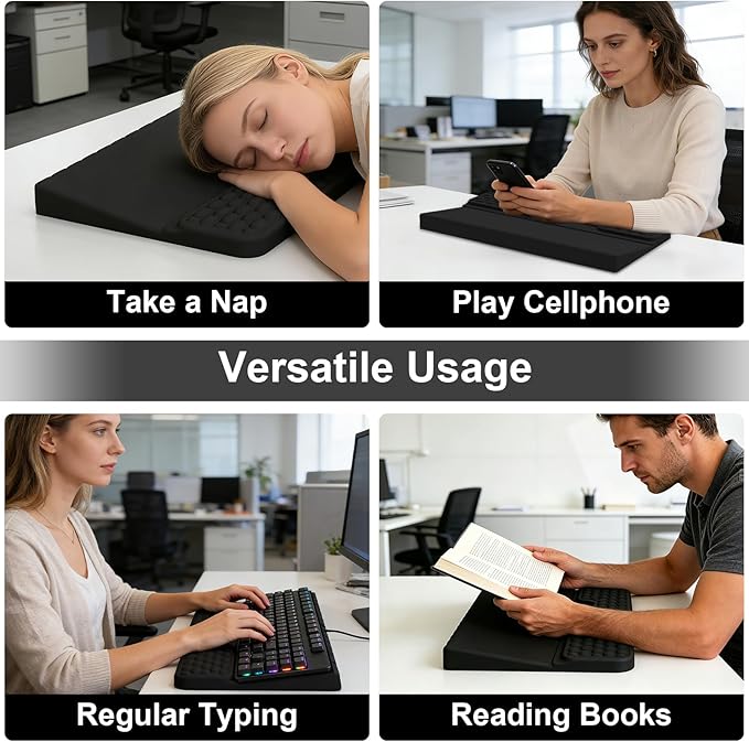 Keyboard Stand with Wrist Rest, Computer Keyboard Pad with Wrist Support, Ergonomic Keyboard Riser Holder Lift Tray, Soft Memory Foam Desk Wrist Pad for Office, Home, School - Black