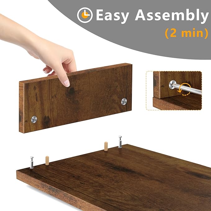 TAVR Dual Monitor Stand Riser, Computer Monitor Stands for 2 Monitors, Extra Long Multifunctional Wooden Desktop Organizer Riser for Computer, Laptop, PC, Printer, TV, Max 43.3" Length, Rustic Brown