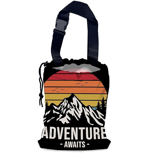 Adventure Mountain Car Trash Bag,Hanging Drawstring Car Garbage Bag,Waterproof Canvas Car Back Seat Organizer with Adjustable Buckle,for Vehicles,SUVs,Camping,Road Trips