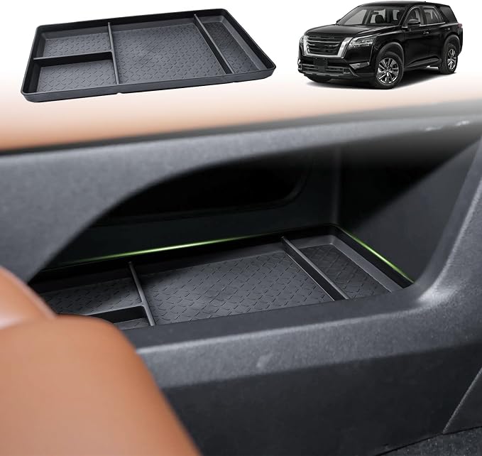 HGWEI Lower Center Console Organizer Compatible with Nissan Pathfinder 2022 2023 2024 2025 2026 Interior Accessories Floor Armrest Storage Box Insert Tray Interior Compartment Divider