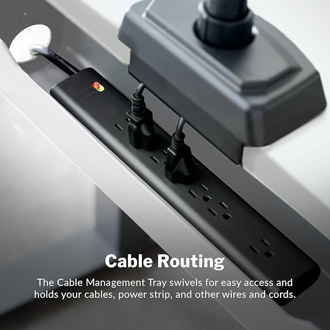 Vari Cable Management Tray - Under Desk Cord & Wire Organizer - Ideal for Home Office Sit Stand Desks - Fits Adjustable Electric Standing Desk 48x30, 60x30, 60x24, 72x30 - Easy Assembly (White)