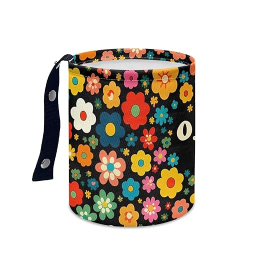 Black Cat Florals Car Trash Can Collapsible Auto Trash Bin Multipurpose Rubbish Holder Christmas Decoration for Front Seat, Back Seat, Floor, Headrest