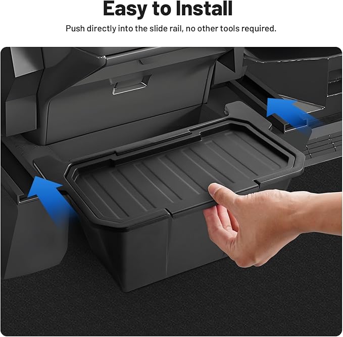 Canvcle Rear Floor Storage Box for 2024 2025 2026 Tesla Cybertruck Accessories, 2nd Row Floor Storage Bin TPE Backseat Storage Box Rear Center Console Organizer with Anti-Slip Lid Cover Trash Can