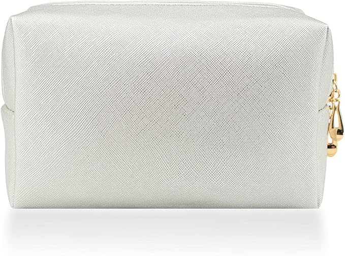 Small Makeup Bag Portable Cosmetic Bag for Women Makeup Pouch Waterproof Toiletry Bag for Travel (Silver, Normal)