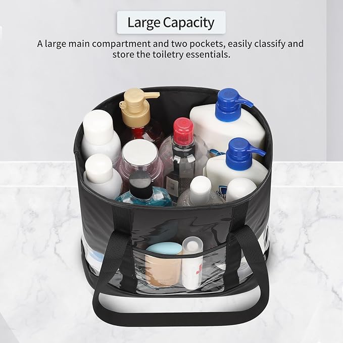 Large Clear Toiletry Bag, Travel Toiletry Bag for Women and Men, Waterproof Clear Tote Bag, Transparent Makeup Bag Organizer Portable Bath Shower Bag for Bathroom, Gym, Beach, Swimming, Traveling