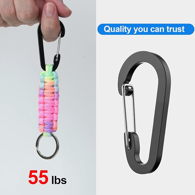 2 Pieces Paracord Keychain with Carabiner,Lanyard Clip for Keys Water Bottle Holder Backpack