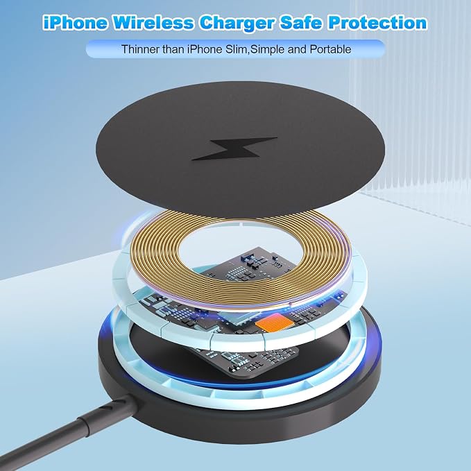 Magnetic Wireless Charger for iPhone 17 16,2Pack 6FT Wireless iPhone Charging Fast Mag-Safe Charger with Apple USB C Charging Block for iPhone 17 Pro max/17Air/16/15/14/13/12/11/AirPods Pro 3/2-Black