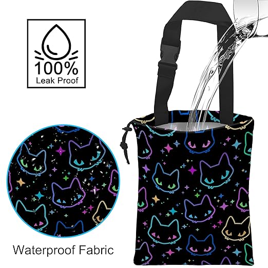 Car Trash Bag Colorful Neon Cat Heads Car Garbage Bag Hanging Car Trash Can for Back Seat with Drawstring, Waterproof Garbage Bags for Accessories Vehicle Travelling Camping Outdoor
