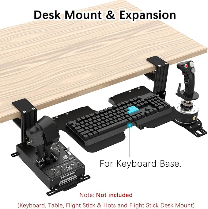 EG STARTS 1x Metal Extend Mouse Pad Holder Platform, Adjustable Horizontally & Height for Desk & Chair Extend Metal Computer Mouse Desk Mount Pads, Flight Joystick Mount Extension Attachment