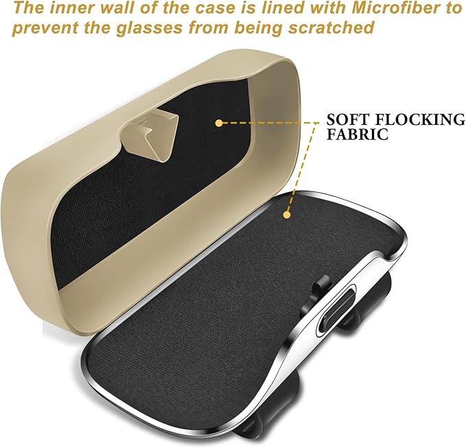 Sunglass Holder for Car Visor Clip, Car Visor Glasses Case, Vehicle Visor Accessories Organizer Box, Car Sunglass Holder Suitable for Truck, SUV and Sedan to Place Glasses (Beige)