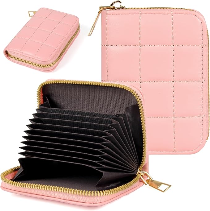 EcoVision Credit Card Holder RFID Card Case Wallet, Small Accordion Zipper Card Case Holder, Card Organizer Case for Women Men