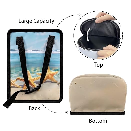 Biyejit Beach Starfish Car Trash Can with Lid, Cute Leakproof Car Trash Garbage Bag Hanging Vehicle Trash Bin Small Portable Automotive Garbage Cans Organizer for Back/Front Seat/Console