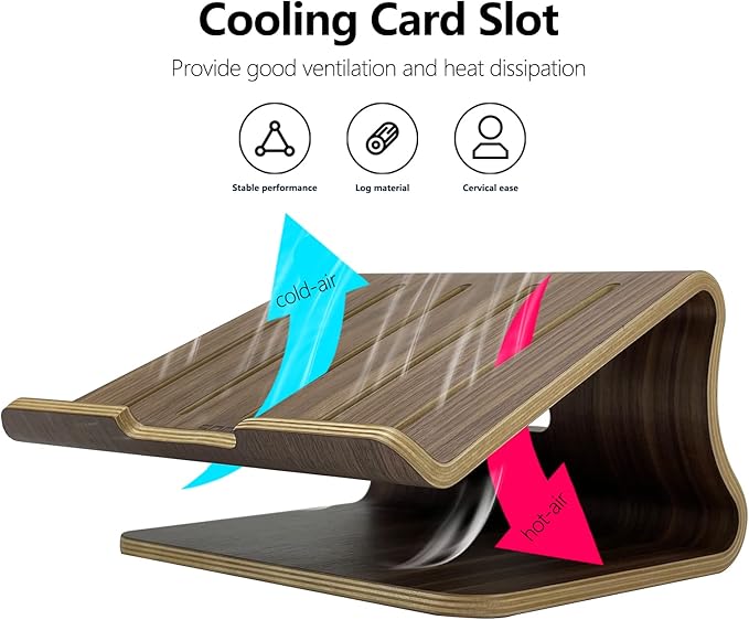 Wooden Laptop Stand,Laptop Holder Stand,Laptop Stand Wooden,Wood Laptop Stand for Desk,Compatible with Most Laptops Heat Dissipation Shelf(Walnut)