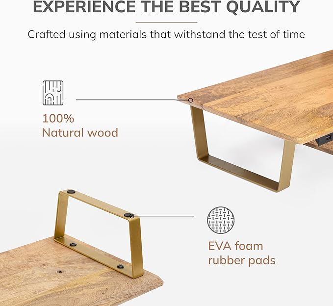 Anji Mountain Monitor Stand - Desktop Organizer & Laptop Riser, Ergonomic Monitor Riser, Space-Saving Monitor Stand for Desk, Durable Construction, Easy Assembly, Ideal for Home & Office,Natural