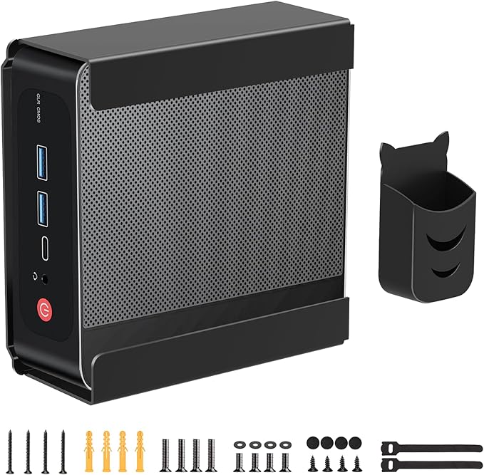 Metal Mini PC VESA Mount for Beelink SER5 Pro, EQi12, SER5 MAX, SER8, SER9 Pro, SER9, SER8 Pro, SER6, EQR6, EQR5, SEi13 Pro, SEi14, Vesa/Wall/Under Desk, Mount for Beelink, with Holder, Black