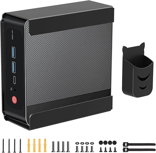Metal Mini PC VESA Mount for Beelink SER5 Pro, EQi12, SER5 MAX, SER8, SER9 Pro, SER9, SER8 Pro, SER6, EQR6, EQR5, SEi13 Pro, SEi14, Vesa/Wall/Under Desk, Mount for Beelink, with Holder, Black