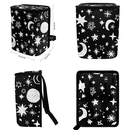 Moon and Star Car Trash Can with Lid - Leak Proof Car Trash Bag Hanging Waterproof Garbage Can - Multipurpose Storage Container for Back Seat Road Trip, Black