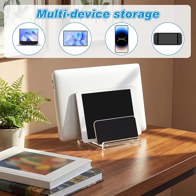 Chunful Vertical Laptop Stand Holder Organizer Plastic Adjustable Desktop Notebook Dock Space, Saving 4 in 1 for Notebook Computer, All Gaming Laptops up to 17''