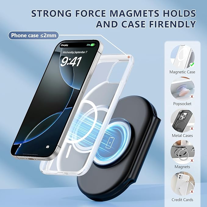 2026 Traveling Portable Wireless Mag-Safe Fast Charging Station,Magnetic 3 in 1 Charger for iPhone 17 16 15 14 13 12 Pro Max Plus,Apple Watch Series & Air pods 4 3 2 Pro-Gifts for Family