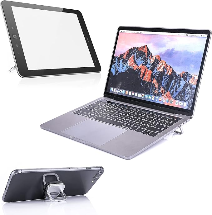 2PCS Portable Keyboard Riser, Self-Adhesive Mini Laptop Stand Invisible Computer Keyboard Stand for Desk, Laptop Feet Compatible with Pro/Air, Lenovo, Surface (Silver)